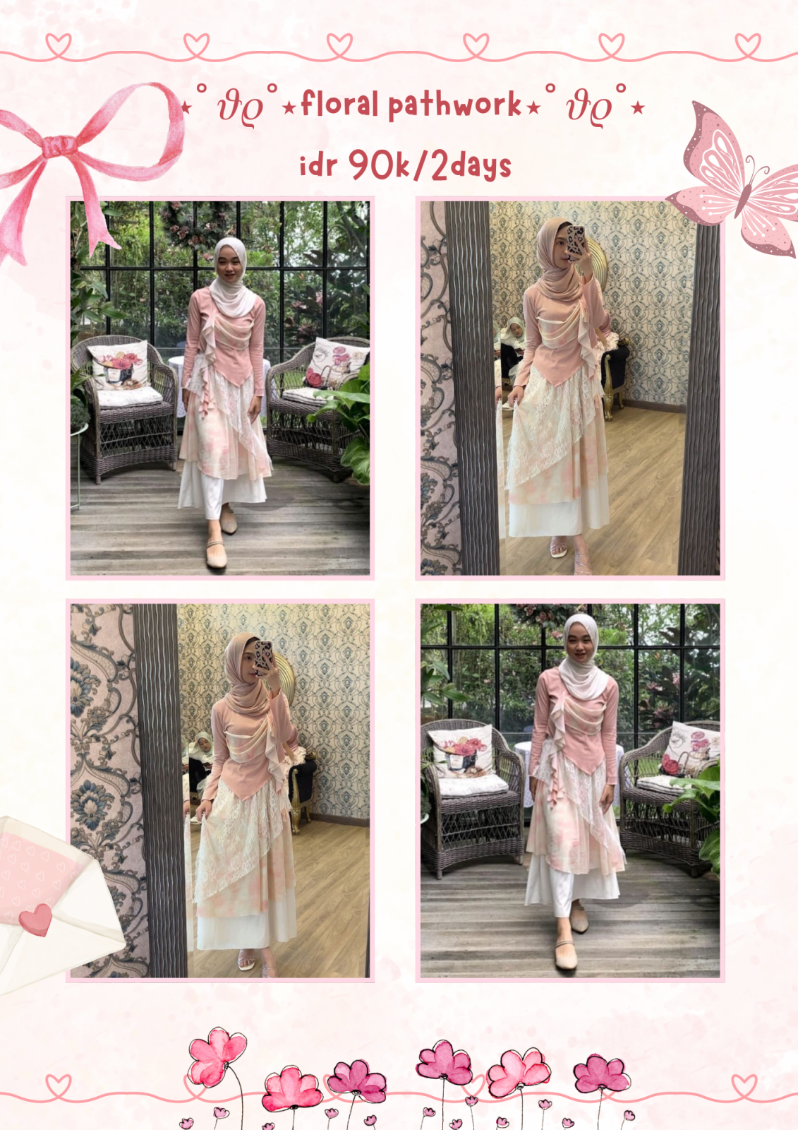 Floral pathwork dress